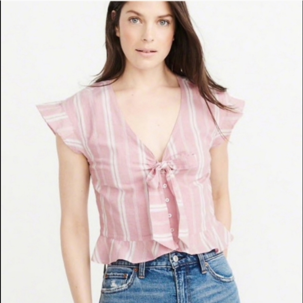 Abercrombie & Fitch | Striped Tie Front Top